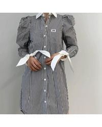 Burberry - Striped Cotton Poplin Shirt Dress - Lyst