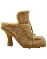 Burberry - Suede-shearling Highland Mules 90 - Lyst