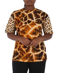 Roberto Cavalli - Giraffe Chine And Leopard Printed Cotton T-shirt - Lyst