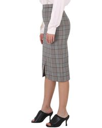 Burberry - Check Wool Scalloped Hem Pencil Skirt - Lyst