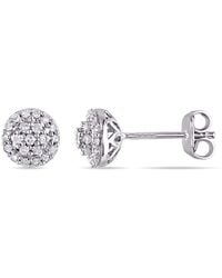 Amour - 1/4 Ct Tw Diamond Cluster Halo Stud Earrings - Lyst