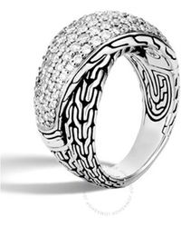 John Hardy - Classic Chain Sterling Silver Diamond Ring - Lyst