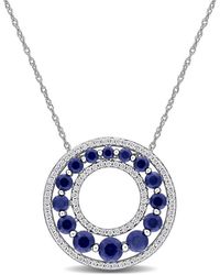 Created Forever - 1 4/5Ct Tgw Created Sapphire And 1/3Ct Tw Lab Grown Diamond Circle Pendant With Chain - Lyst