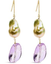 Haus of Brilliance - 14K Amethyst And Baroque Pearl Drop And Dangle Earrings 2" Inch Dangle Length - Lyst