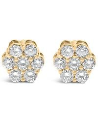 Haus of Brilliance - 14K 3/4 Cttw 7 Stone Floral Cluster Round Brilliant Cut Diamond Stud Earrings - Lyst