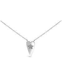 Haus of Brilliance - 925 Sterling Diamond Heart With Star Pendant Necklace - Lyst