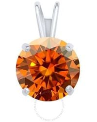 Maulijewels - 1.25Ct D-Vvs1 Moissanite Diamond 14K Solitaire Necklace With Plated Chain - Lyst