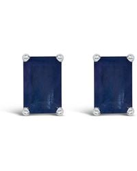 Haus of Brilliance - 14K 6X4Mm Emerald Shaped Sapphire Solitaire Stud Earrings - Lyst