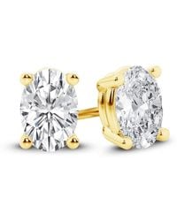 Brilliant Diamond - 14K Igi Certified 1 Carat Oval Cut Lab Grown Diamond Stud Earrings For Vs Clarity, E-F Color - Lyst