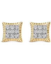 Haus of Brilliance - 10K Plated .925 Sterling 1/4 Cttw Diamond Textured Halo Stud Earrings - Lyst