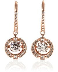 Swarovski - Rose- Tone Plated Sparkling Dance Pierced Earrings - Lyst