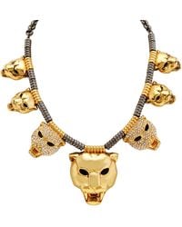 Roberto Cavalli - Tone Crystal Panther Necklace - Lyst