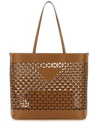 Prada - Large Perforated Leather Shopping Handbag - Lyst