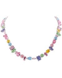 Swarovski - Rhodium Plated Mixed Cuts Gema Necklace - Lyst