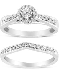 Haus of Brilliance - 925 Sterling 1/3 Cttw Diamond Halo And Pave Shank Engagement Ring Set - Lyst