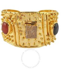 Devon Leigh - 18k Gold Plated Brass And Wood And Black Onyx Cuff Bracelet Cuff275 - Lyst