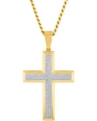 Robert Alton - 1/2Ctw Diamond Stainless Steel With Finish Cross Pendant - Lyst