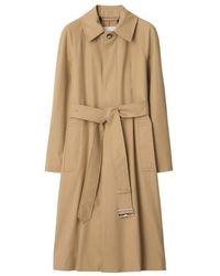 Burberry - Long Gabardine Belted Car Coat, Brand Size 8 Us - Lyst