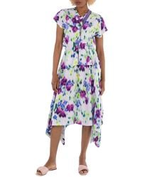 KENZO - Ladies Wisteria Asymmetric Dress With Blurred Floral Print, Brand Size 38 (Us - Lyst