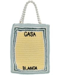 CASABLANCA - Crochet Tote Bag With Embroidered Logo - Lyst