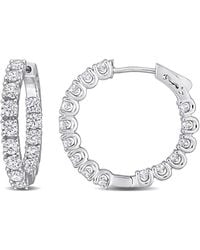 Amour - 3 Ct Dew Created Moissanite Inside-Outside Hinged Hoop Earrings - Lyst