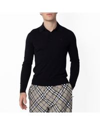 Burberry - Logo Embroidered Long-Sleeved Polo Shirt - Lyst