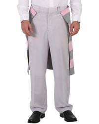 Burberry - Light Pebble Striped Skirt Detail Mohair Wool Wide-Leg Trousers, Brand Size 44 (Waist - Lyst