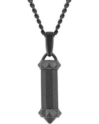 Robert Alton - Stainless Steel Textured With Finish Barrel Pendant - Lyst