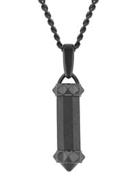 Robert Alton - Stainless Steel Textured With Finish Barrel Pendant - Lyst
