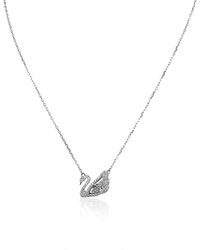 Swarovski - Dancing Swan Necklace, Rhodium Plated - Lyst