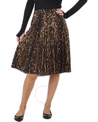 Burberry - Rersby Leopard Print Pleated Skirt - Lyst