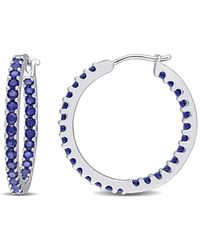 Amour - 2 4/5 Ct Tgw Created Sapphire Inside Outside Hoop Earrings - Lyst