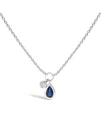 Haus of Brilliance - 10K 6X4 Mm Pear Sapphire And Diamond Accent Charm Pendant Necklace - Lyst