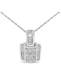Haus of Brilliance - 14K 2 1/5 Cttw Princess Cut Composite Diamond Pendant With Diamond Bale Pendant (H-I Color,Si1-Si2 Clarity) - Lyst
