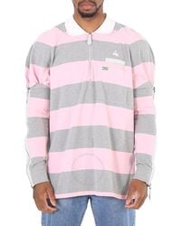 Burberry - Long-sleeved Zip Detail Striped Polo Shirt - Lyst
