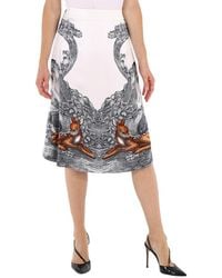 Burberry - Ladies Light Walnut Deer Sketch Printed Skirt, Brand Size 10 (Us - Lyst