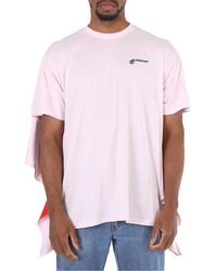 Burberry - Pale Striped Cape Detail Cotton Oversized T-Shirt - Lyst