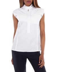Burberry - Half-Zip High-Neck Cotton Tank Top, Brand Size 8 (Us - Lyst