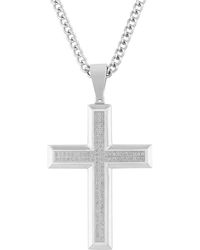 Robert Alton - 1/2Ctw Diamond Stainless Steel Cross Pendant - Lyst