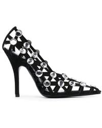 The Attico - Grid 105Mm Rhinestone-Embellished Pumps - Lyst