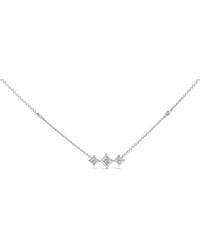 Haus of Brilliance - 10K Bezel Set Princess Diamond 3 Stone Kite Shape And Station Necklace - Lyst