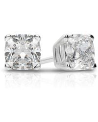 Tresorra - 14K Cushion Cut Earth Mined Diamond Stud Earrings - Lyst