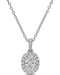 Created Forever - 1Ct Tgw Oval And Round-Cut Lab Grown Diamond Halo Pendant With Chain - Lyst
