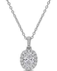 Created Forever - 1Ct Tgw Oval And Round-Cut Lab Grown Diamond Halo Pendant With Chain - Lyst