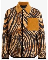 Roberto Cavalli - Tiger-Print Quilted Jacket, Brand Size 50 Us - Lyst