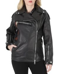 Burberry - Stonefield Pocket Detail Leather Biker Jacket - Lyst