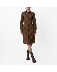 Burberry - Check Wool Blend Shirt Dress, Brand Size 6 Us - Lyst