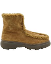 Burberry - Shearling-Trim Suede Creeper Boots, Brand Size 42.5 (Us - Lyst