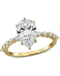 Created Forever - 2 1/4Ct Tw Pear And Round-Cut Lab Grown Diamond Engagement Ring - Lyst