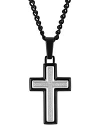 Robert Alton - 1/10Ctw Diamond Stainless Steel Two-Tone Cross Pendant - Lyst